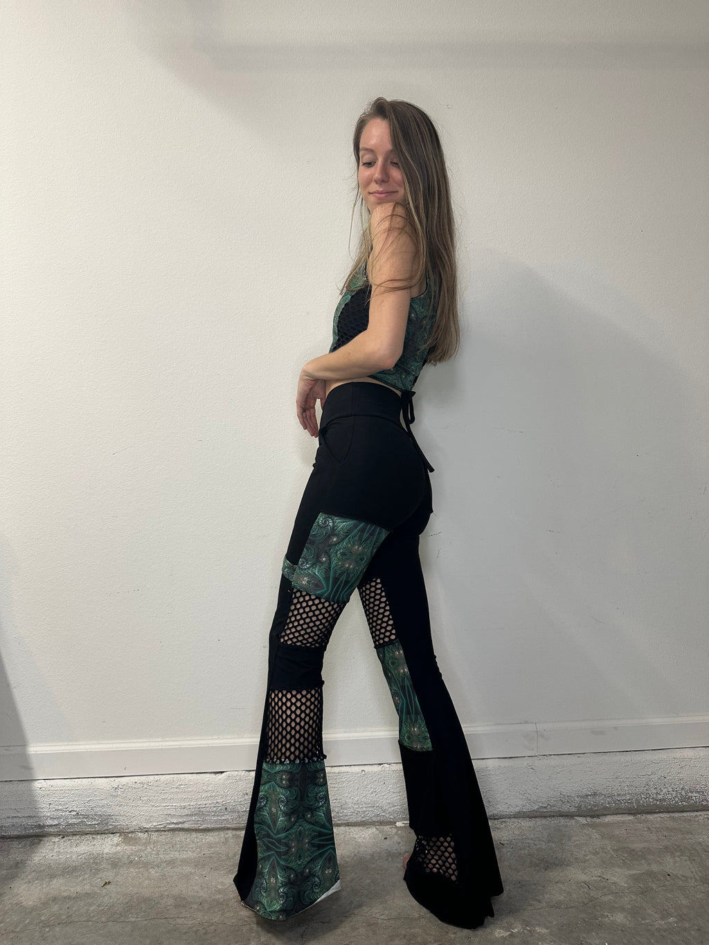 MTO Mesh Patchwork Flare Pants