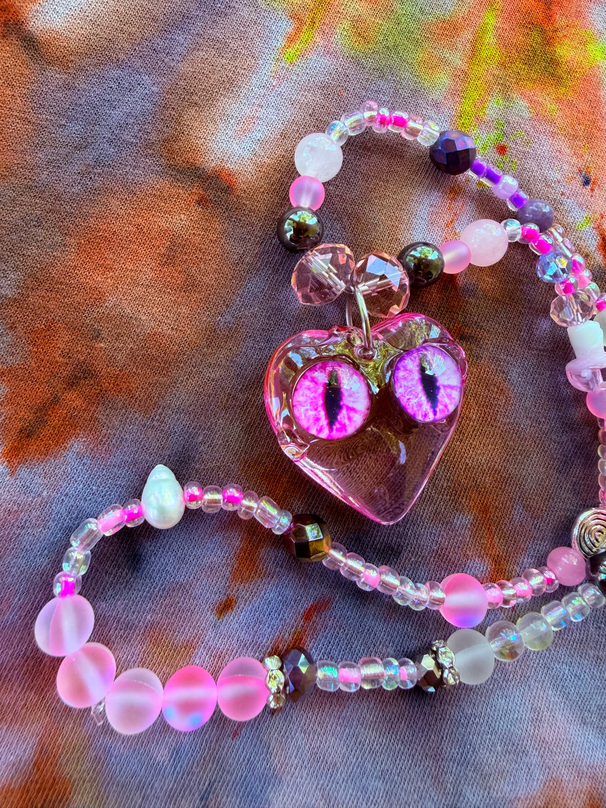 Silk Fae  - Fairy Eye Heart Stretch Necklace