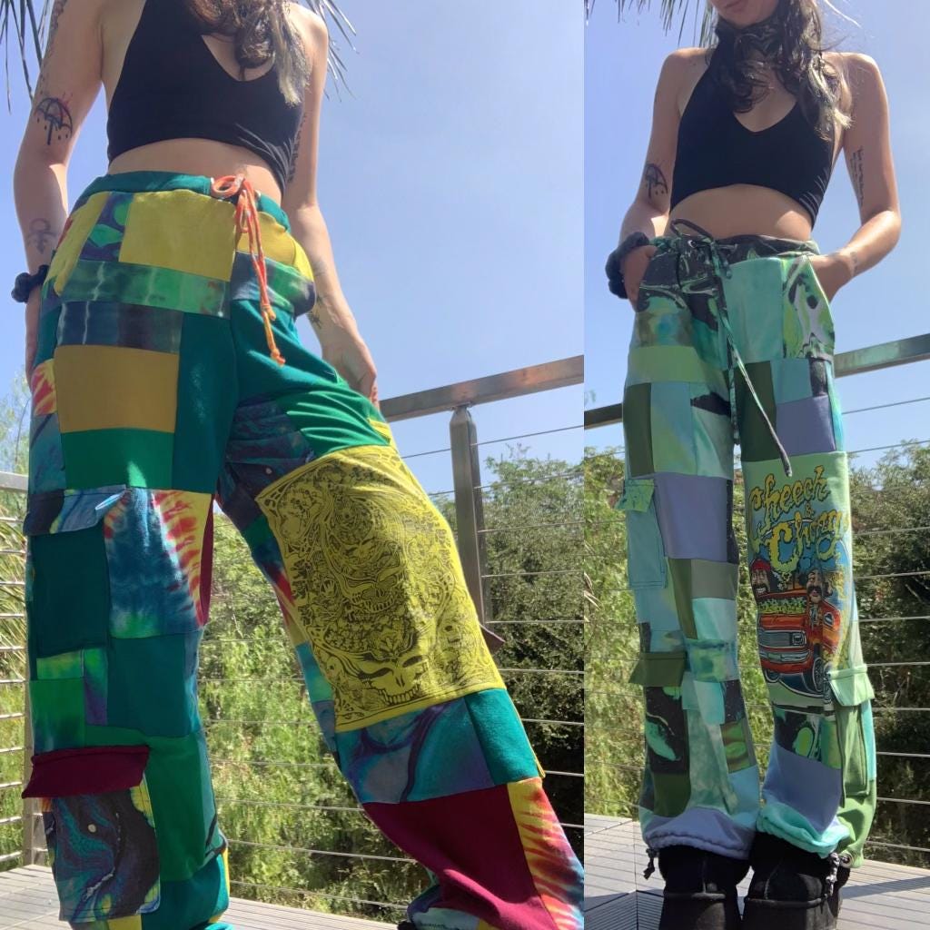 MTO Send-Your-Own Upcycled Patchwork Pants -- Your choice of colors and patterns to pair with a loved piece of clothing