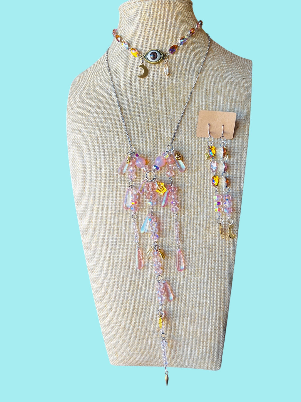 Custom Moon Set - Crystal Third Eye Choker + Drip Chain + Earrings