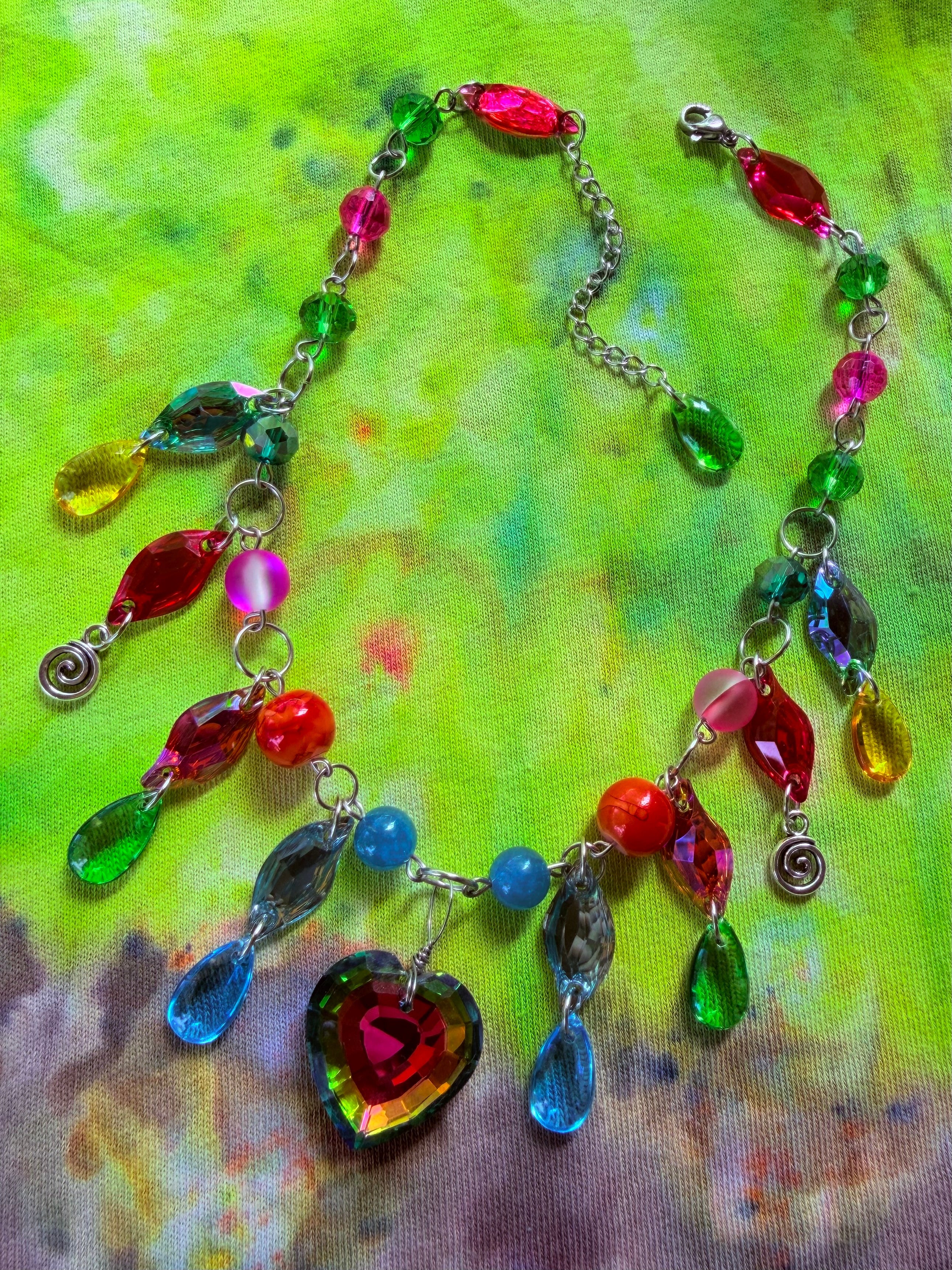 Rainbow Aura - Resin Crystal Charm Choker