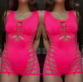 customizable slit weave romper w/ thick straps