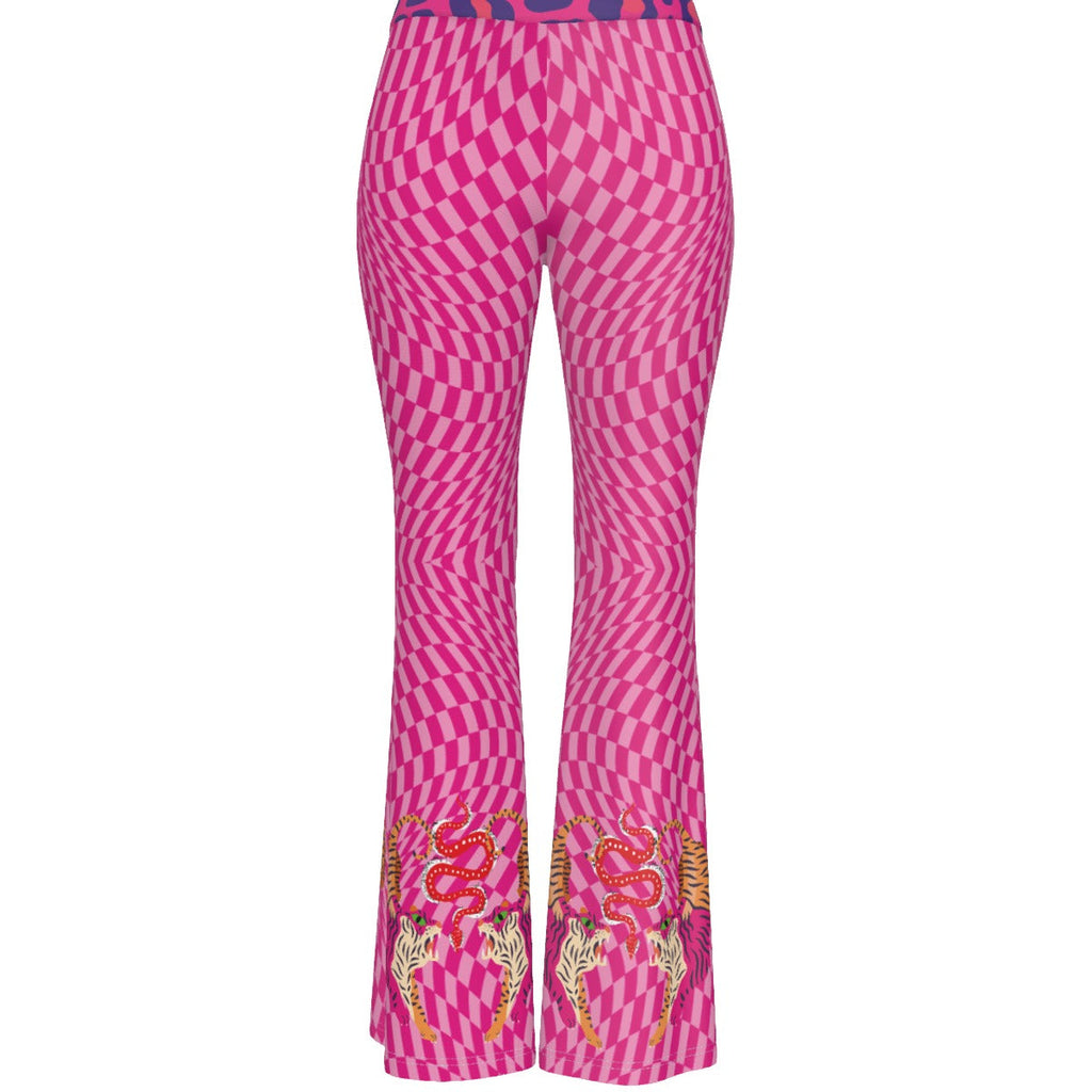 Tiger Balm Pink Women's High Elastic Flare Pants