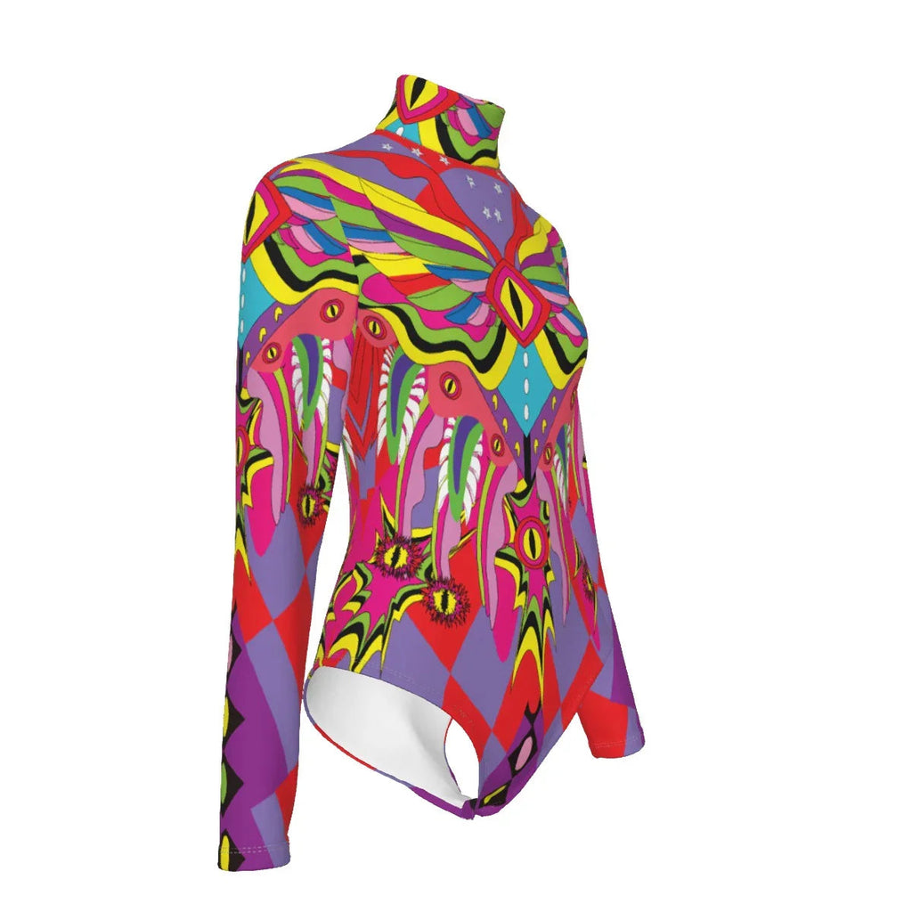 Rave Angel Women's Turtleneck Long Sleeve Bodysuit