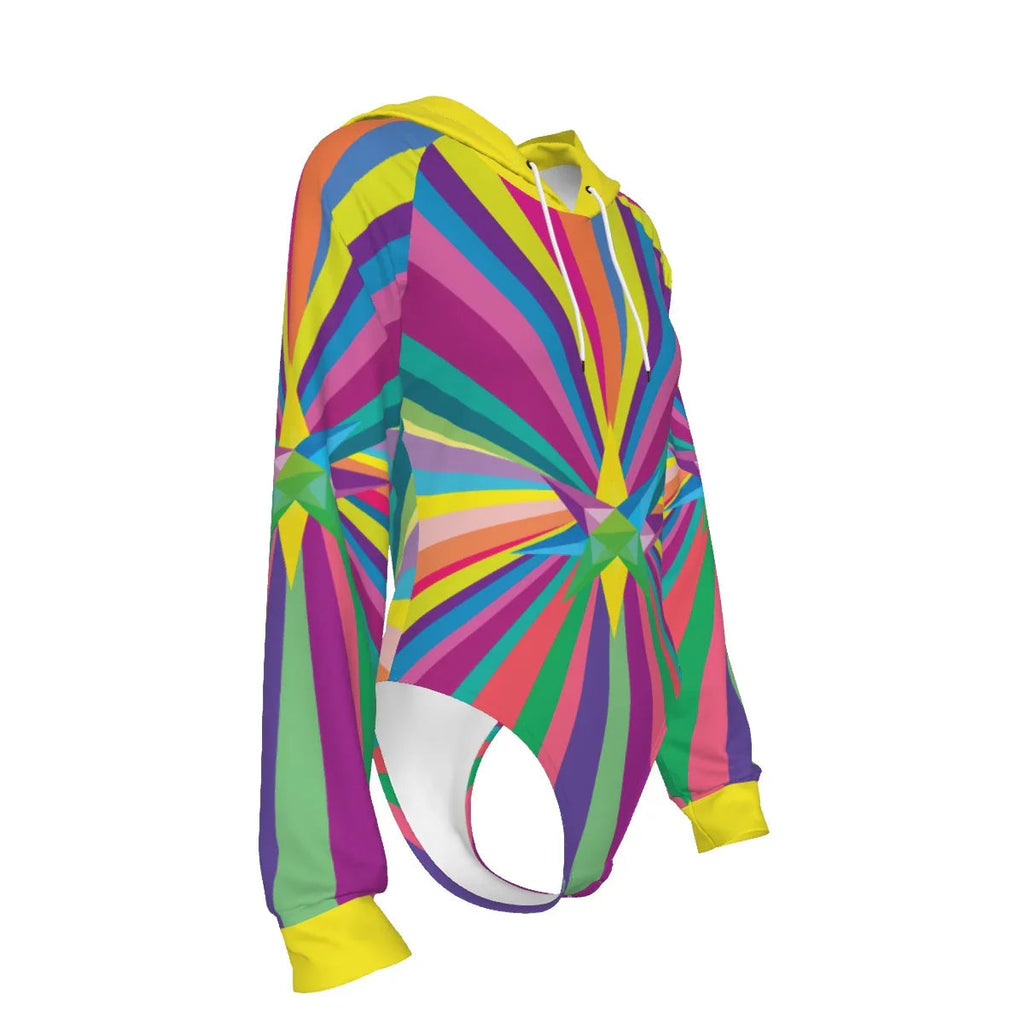 Multi Star Women's Raglan Sleeve Hooded Bodysuit