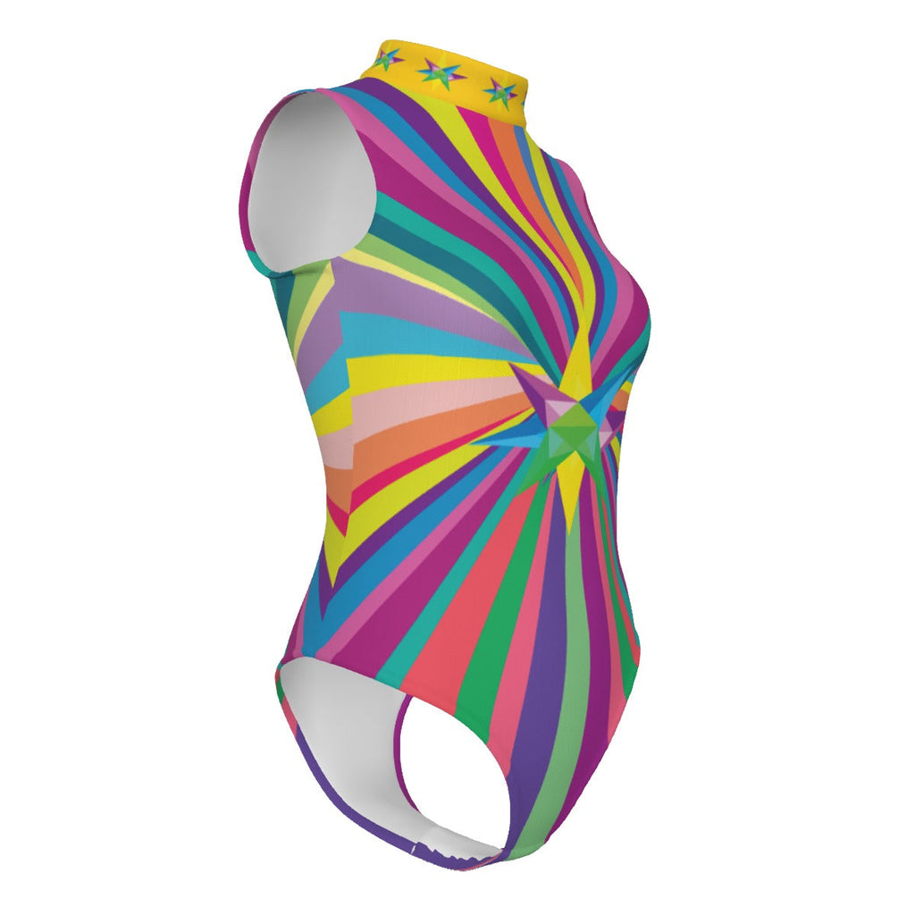 Multi Star Women's Sleeveless Bodysuit with Gloves