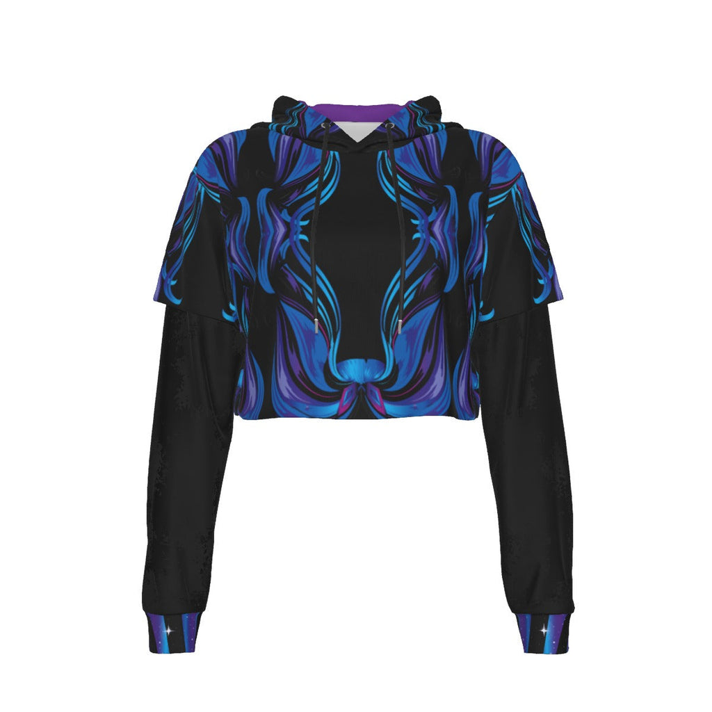 Akasha Two-piece Mesh Sleeve Cropped Hoodie