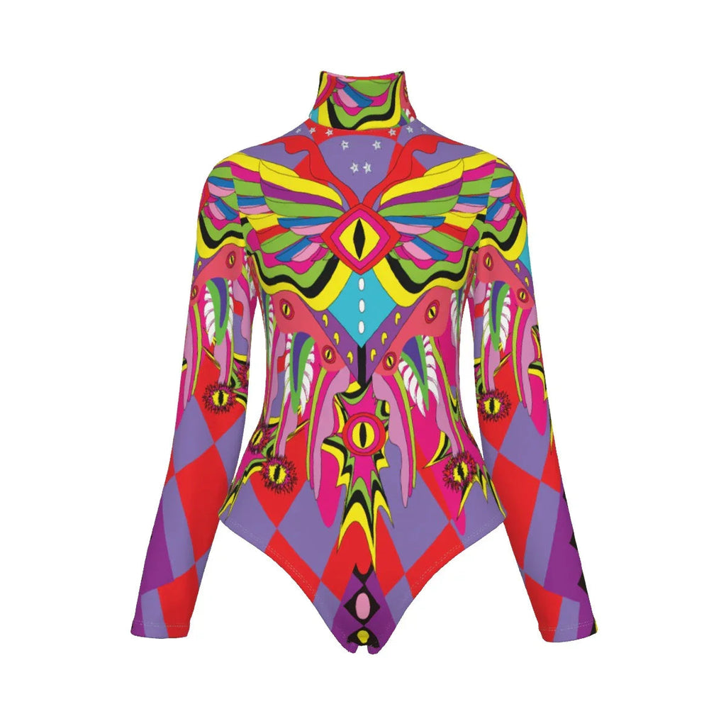 Rave Angel Women's Turtleneck Long Sleeve Bodysuit