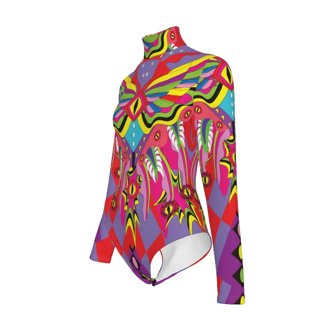 Rave Angel Women's Turtleneck Long Sleeve Bodysuit