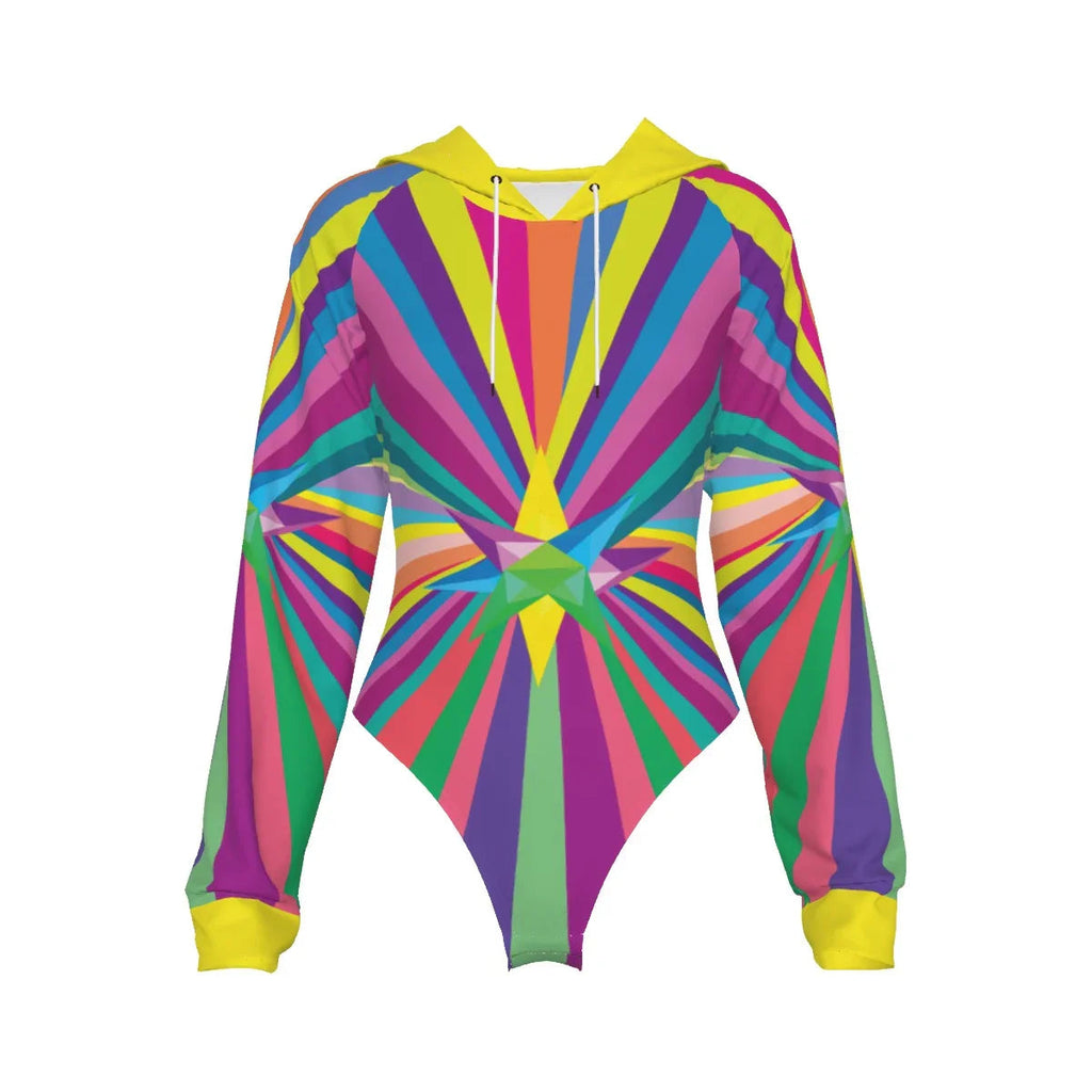 Multi Star Women's Raglan Sleeve Hooded Bodysuit