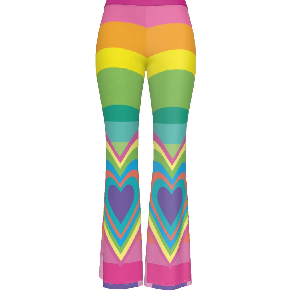 Barbie Girl Rainbow Heart Women's High Elastic Flare Pants