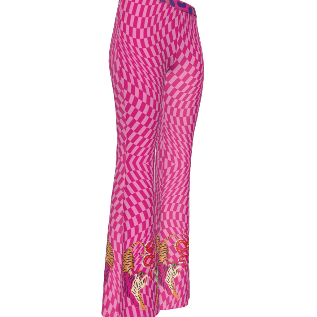 Tiger Balm Pink Women's High Elastic Flare Pants