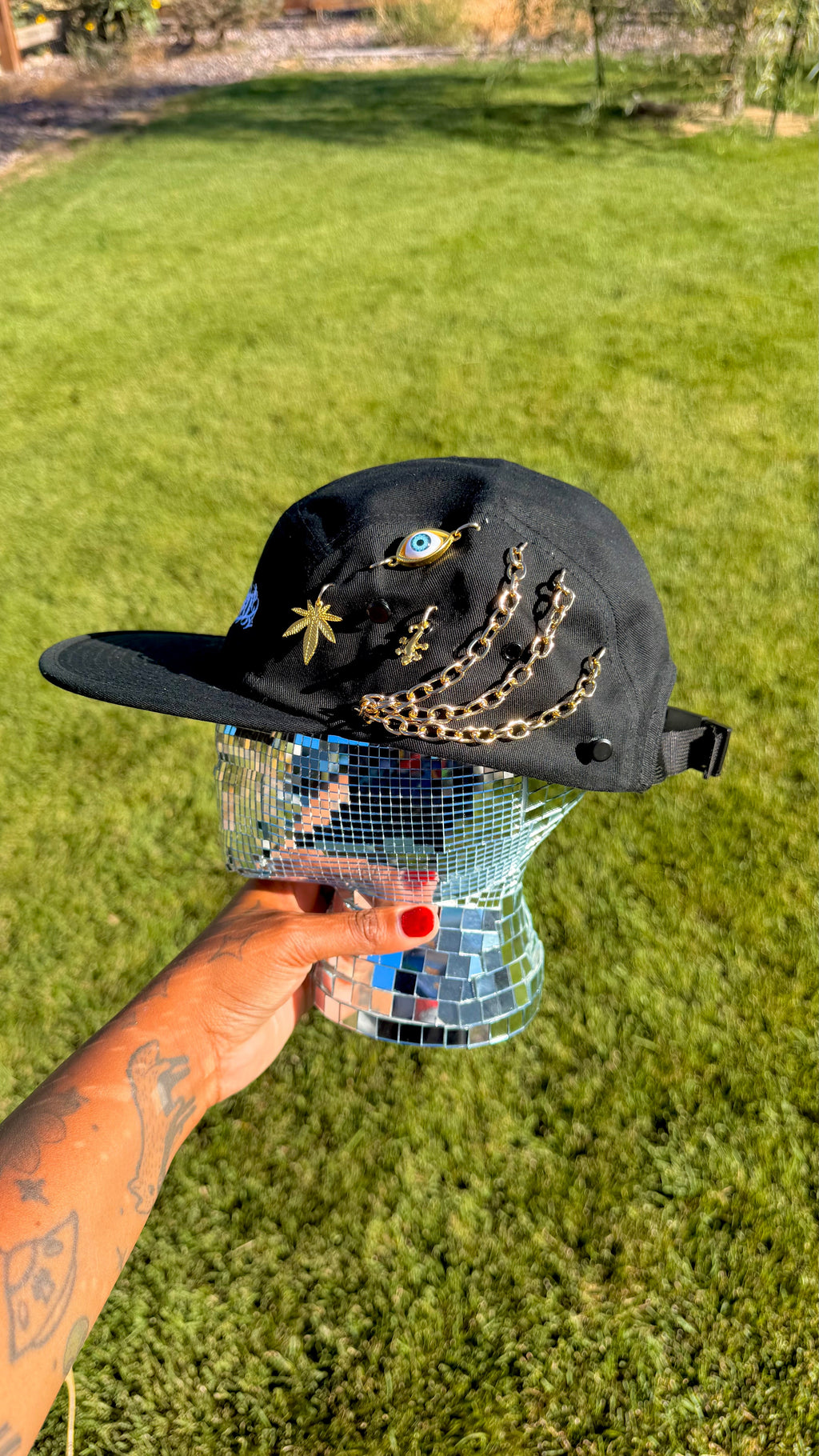 1 of 1 Gold Peaked 5 Panel Hat