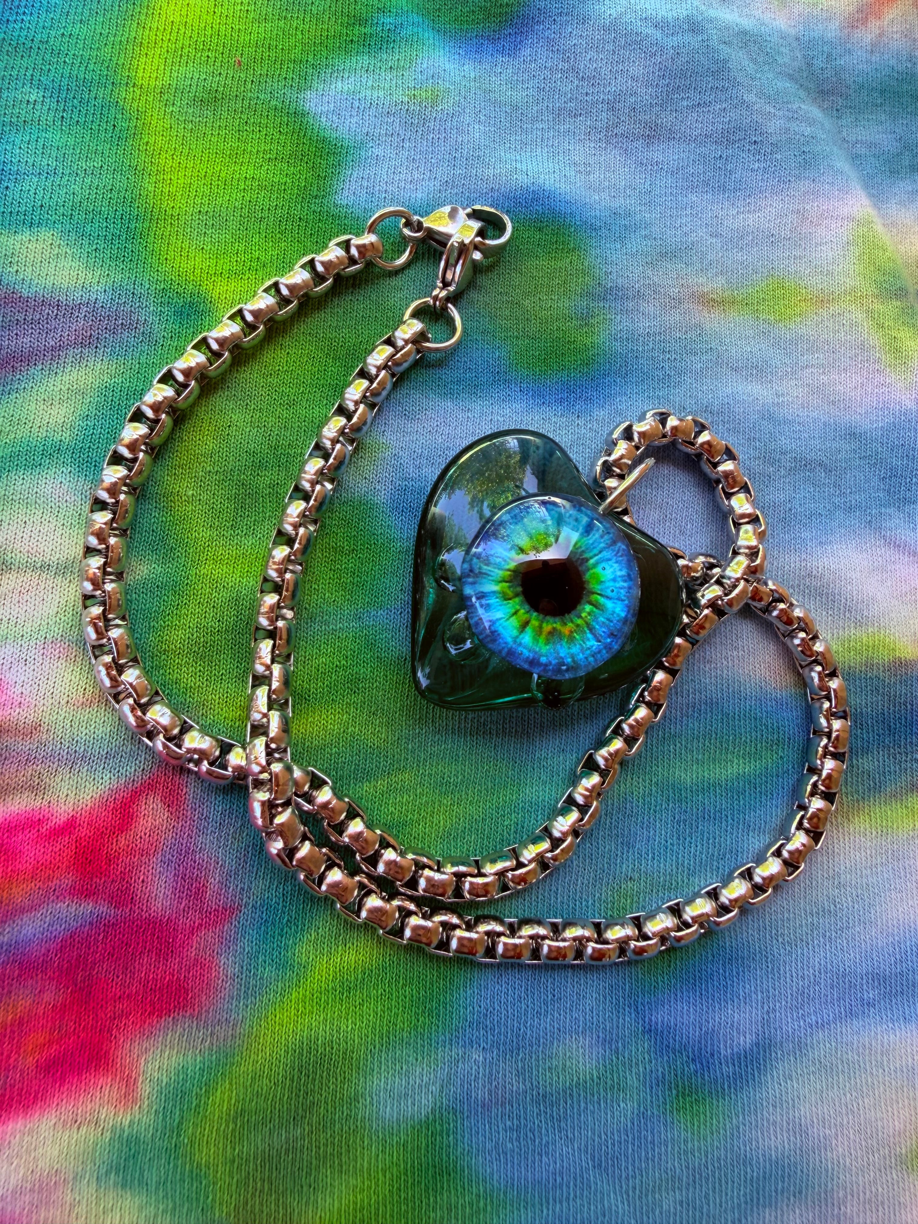 Sea Fae - Fairy Eye Heart Pendant + 15 inch chain