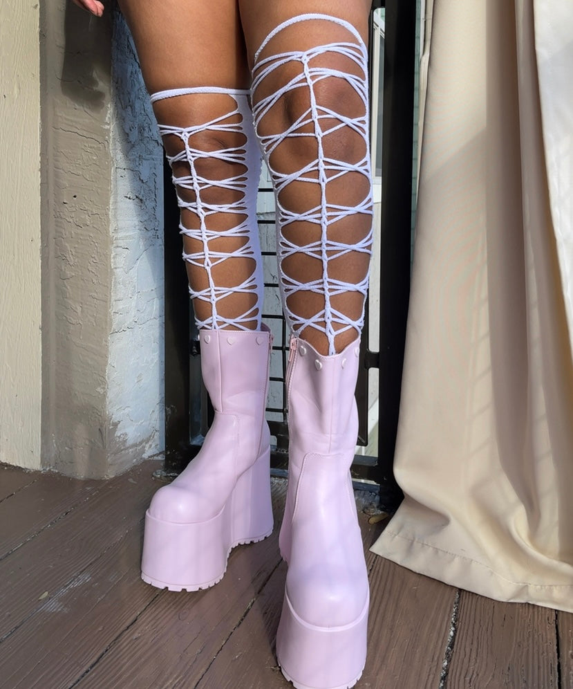 Siren Thigh High Braided socks (ᴍᴀᴅᴇ ᴛᴏ ᴏʀᴅᴇʀ)