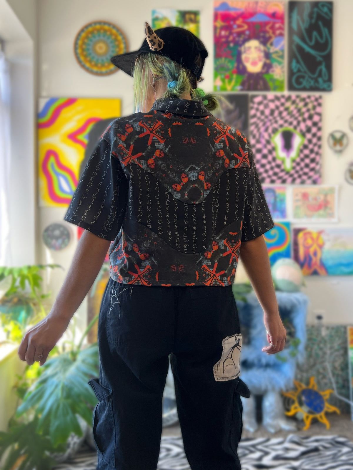 cropped button up