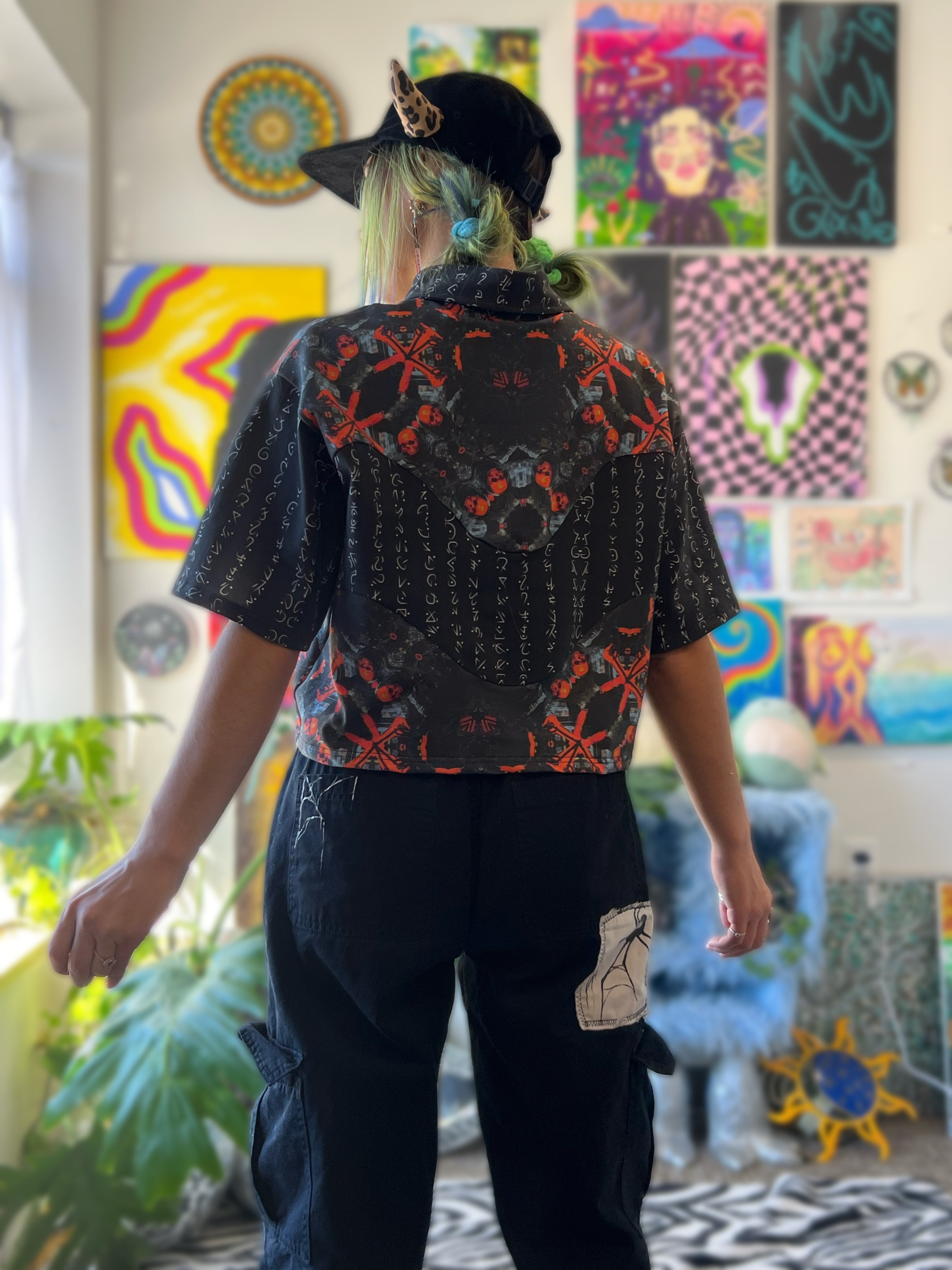 cropped button up