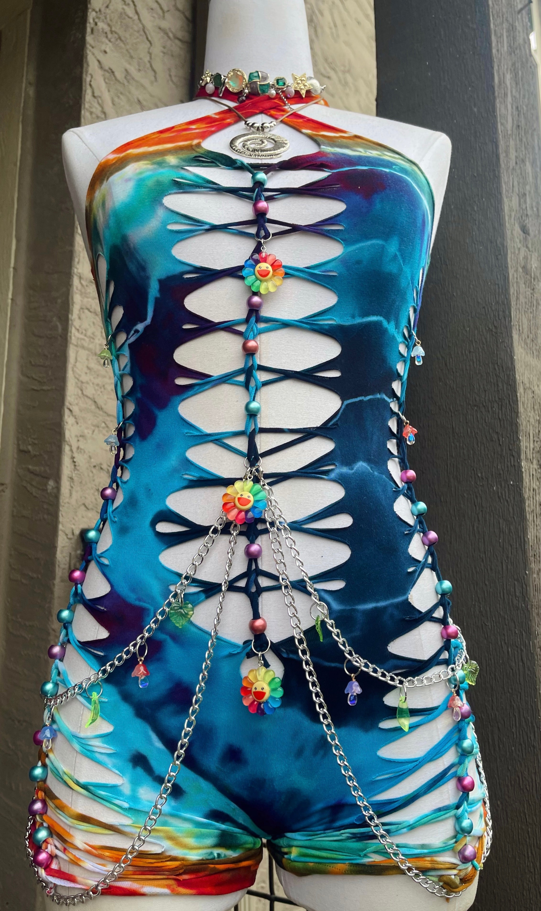 Electric Rainbow Tie Dye Romper (ᴍᴀᴅᴇ ᴛᴏ ᴏʀᴅᴇʀ)