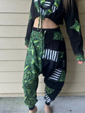 MTO Patchwork Harem Pants with B&W Stripes