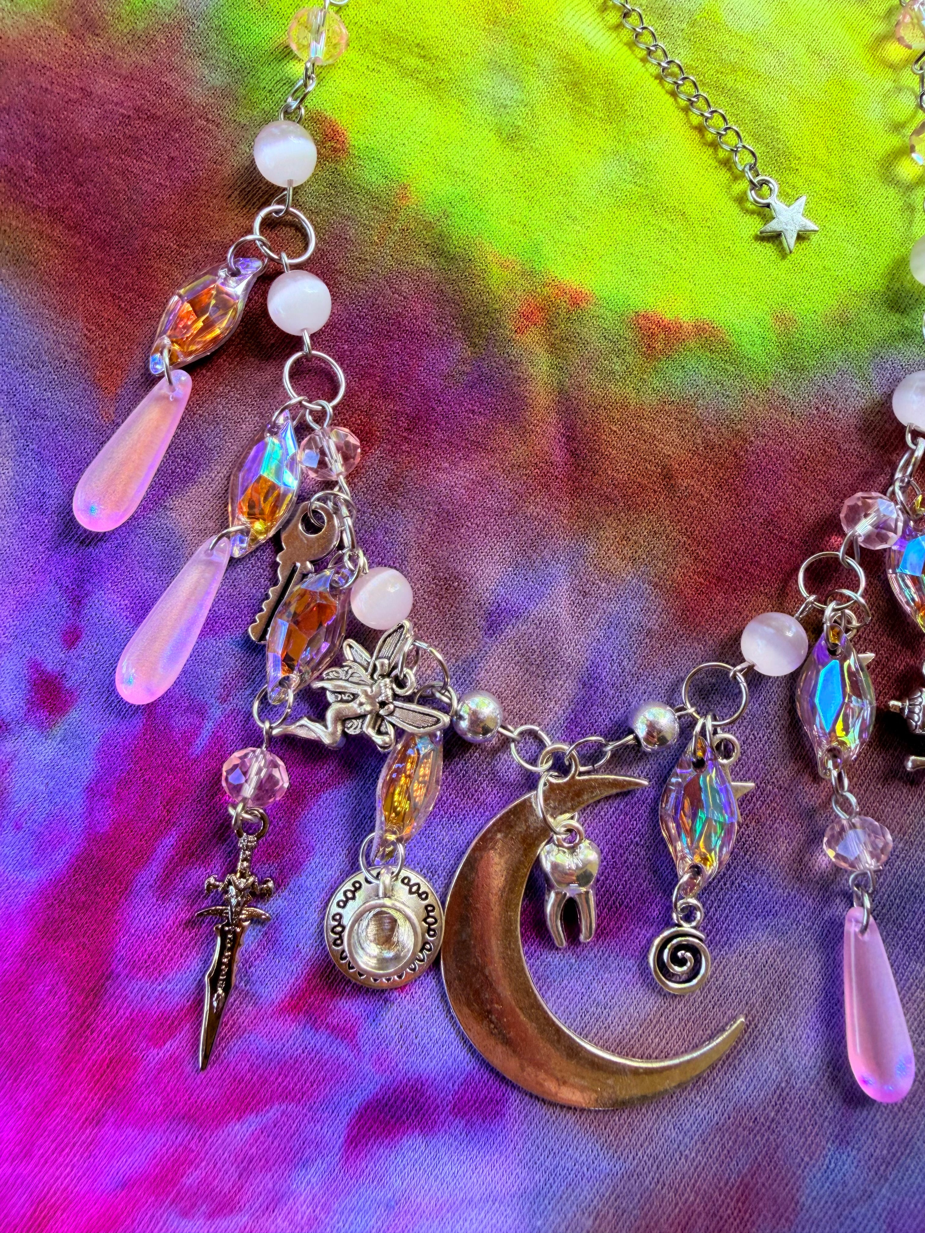 Pink Moon - Resin Crystal Charm Choker