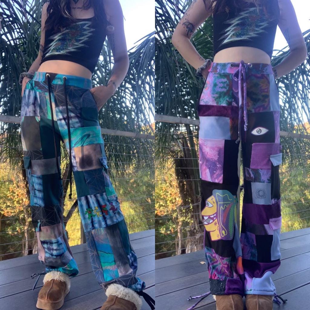 MTO Send-Your-Own Upcycled Patchwork Pants -- Your choice of colors and patterns to pair with a loved piece of clothing