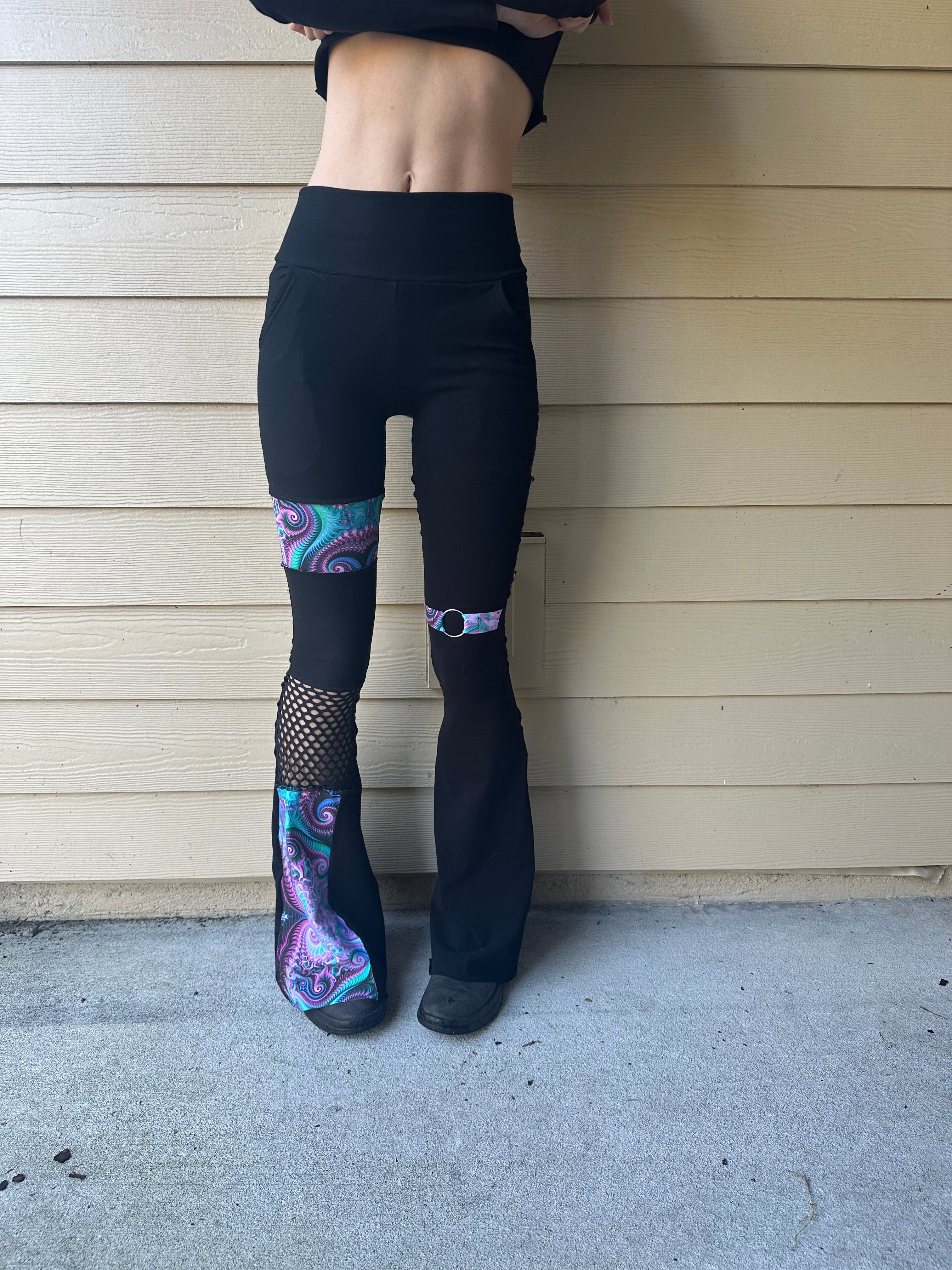 MTO Mesh Patchwork Flare Pants
