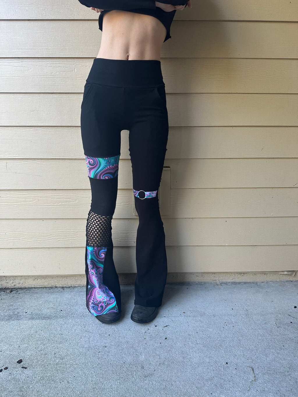 MTO Mesh Patchwork Flare Pants