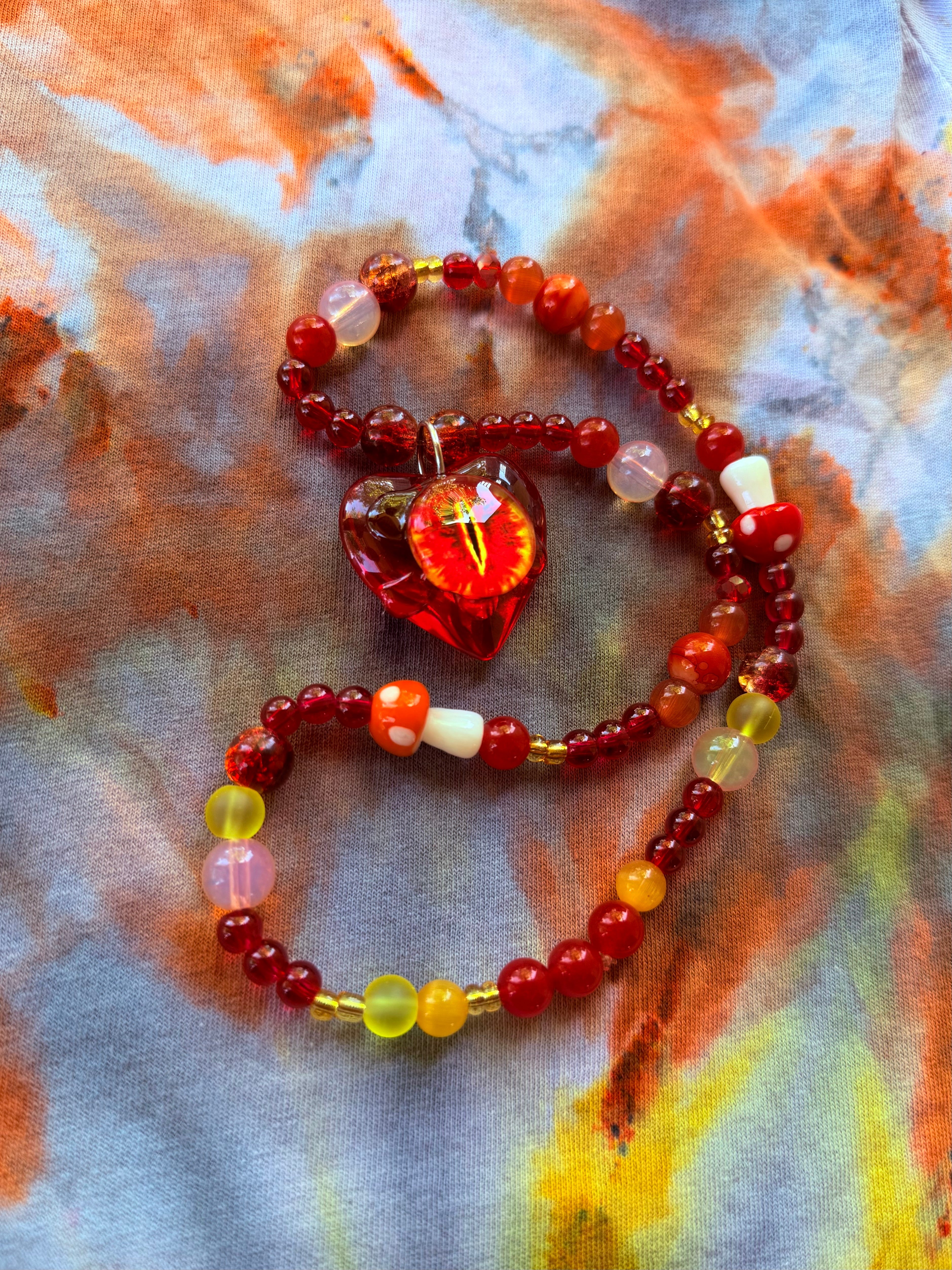 Fire Bender  - Dragon Eye Heart Stretch Necklace