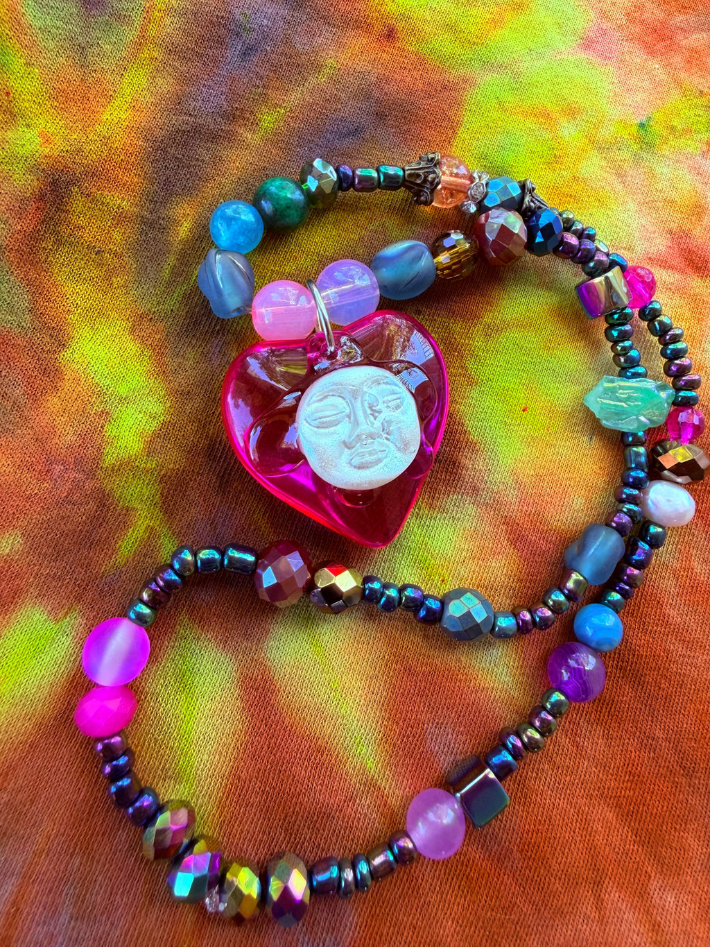 Cosmic Dancer - Moon Heart Stretch Necklace