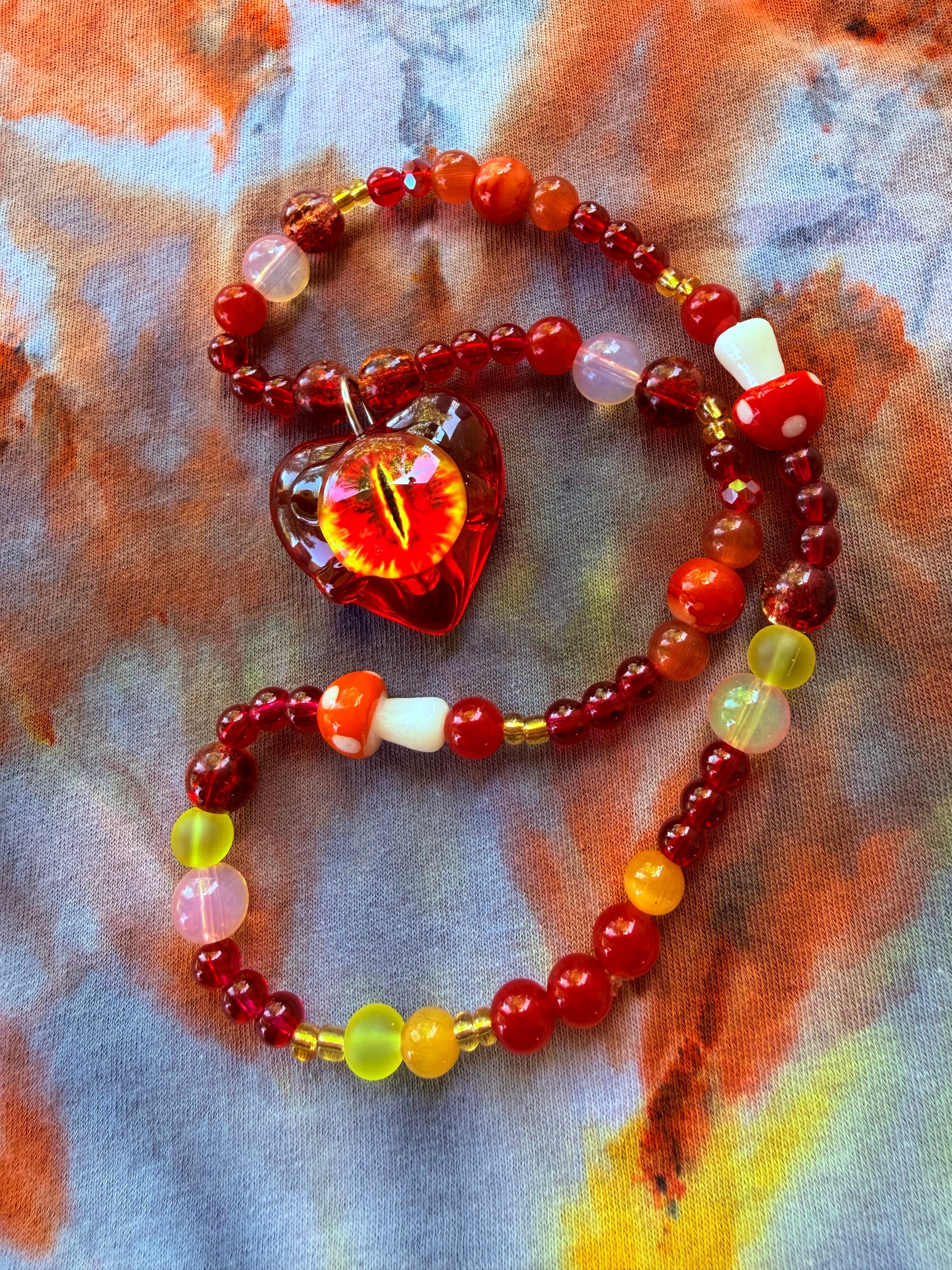 Fire Bender  - Dragon Eye Heart Stretch Necklace