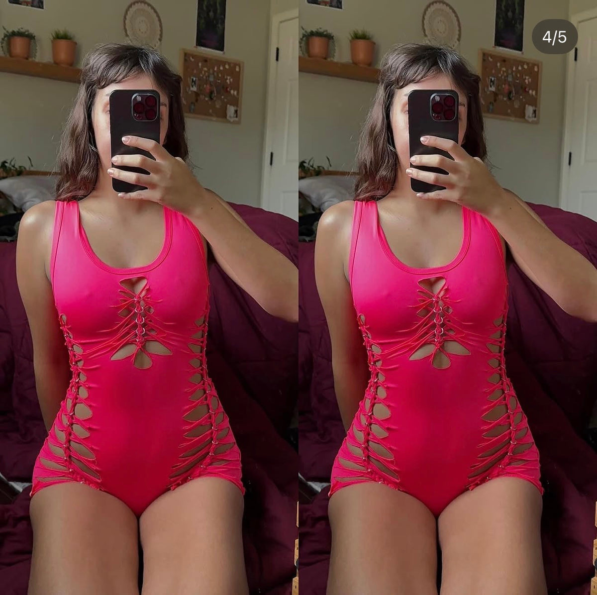 customizable slit weave romper w/ thick straps