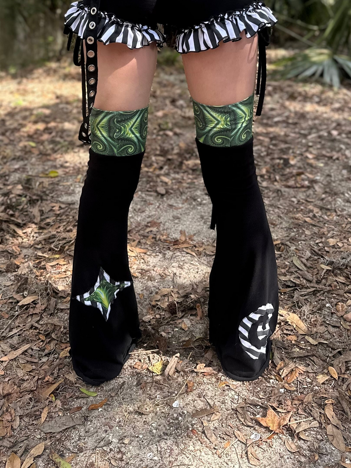 MTO Lace up Flare Leg Warmers ( With patches )