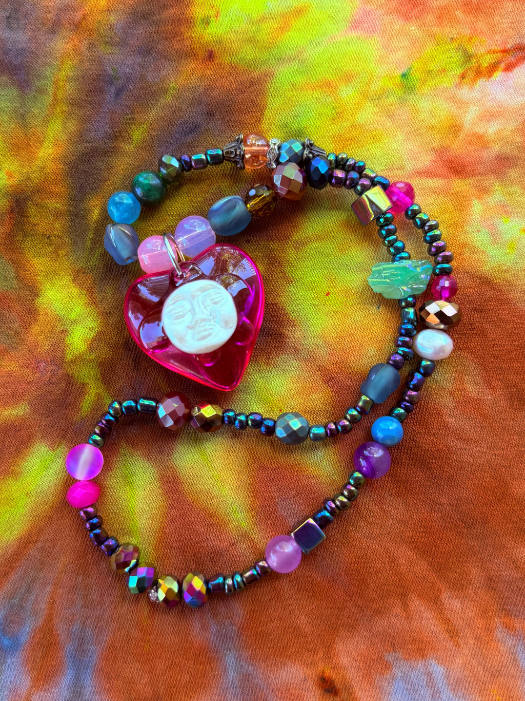 Cosmic Dancer - Moon Heart Stretch Necklace