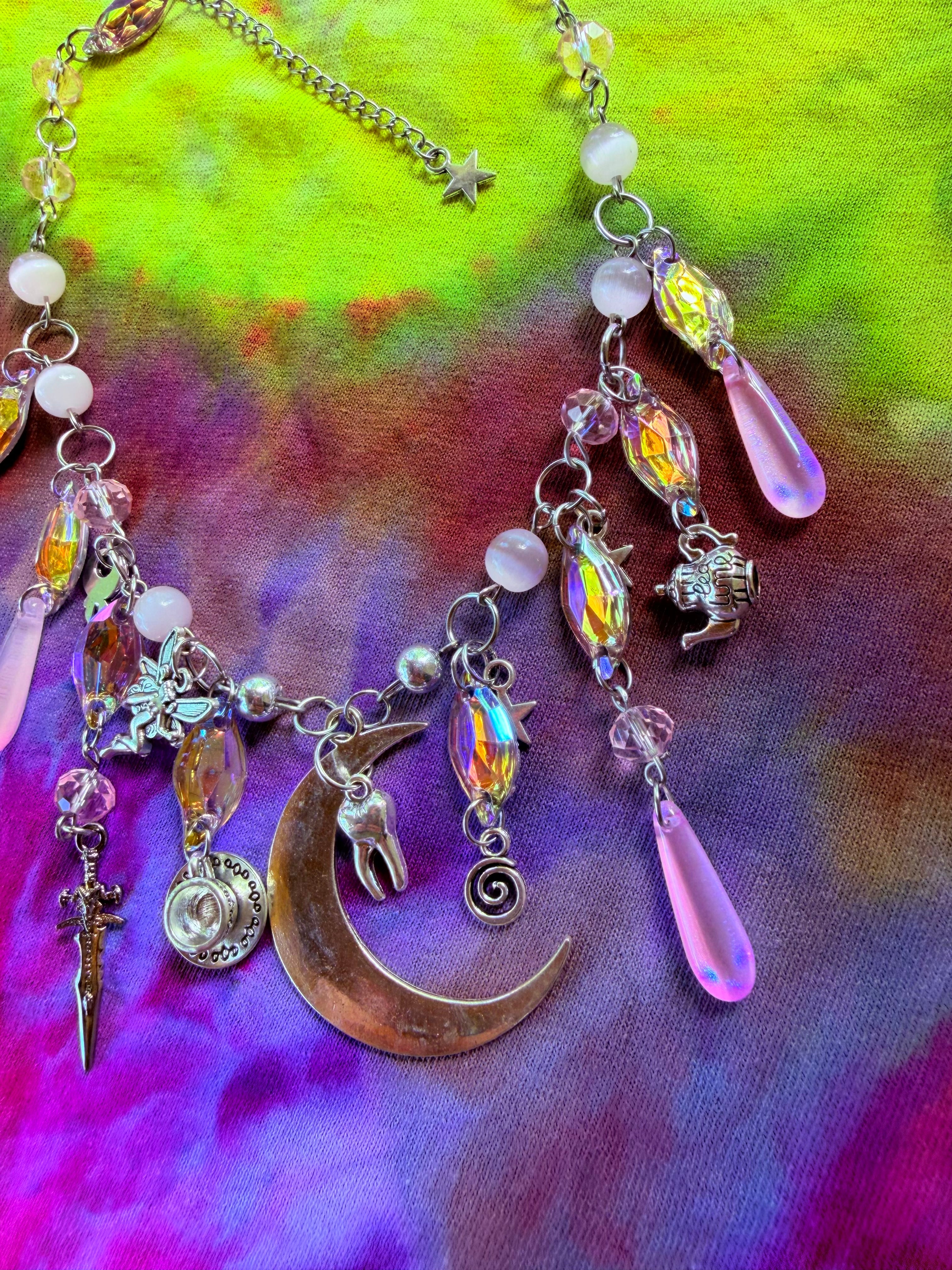 Pink Moon - Resin Crystal Charm Choker