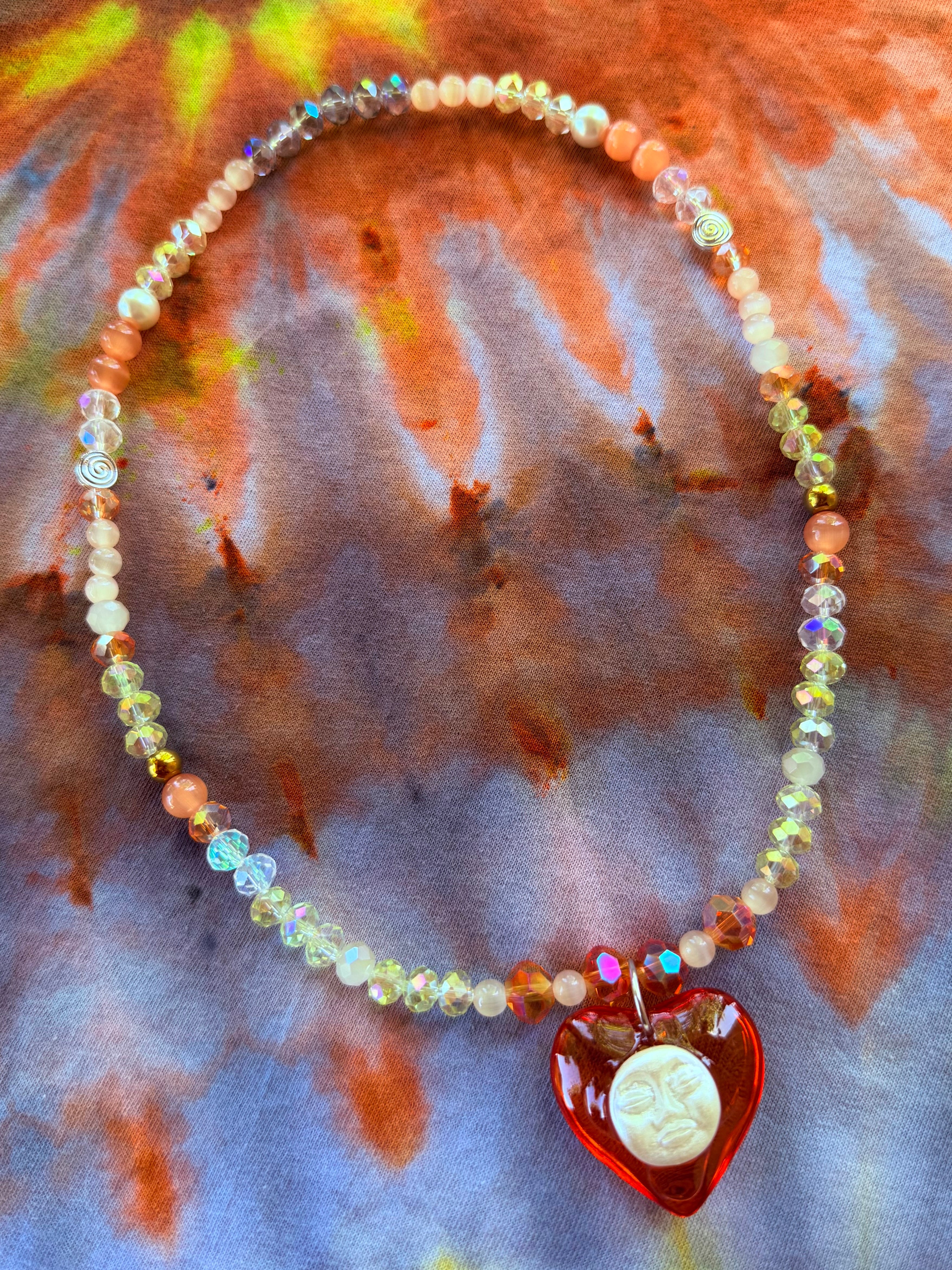 Desert Moonrise - Moon Heart Stretch Necklace