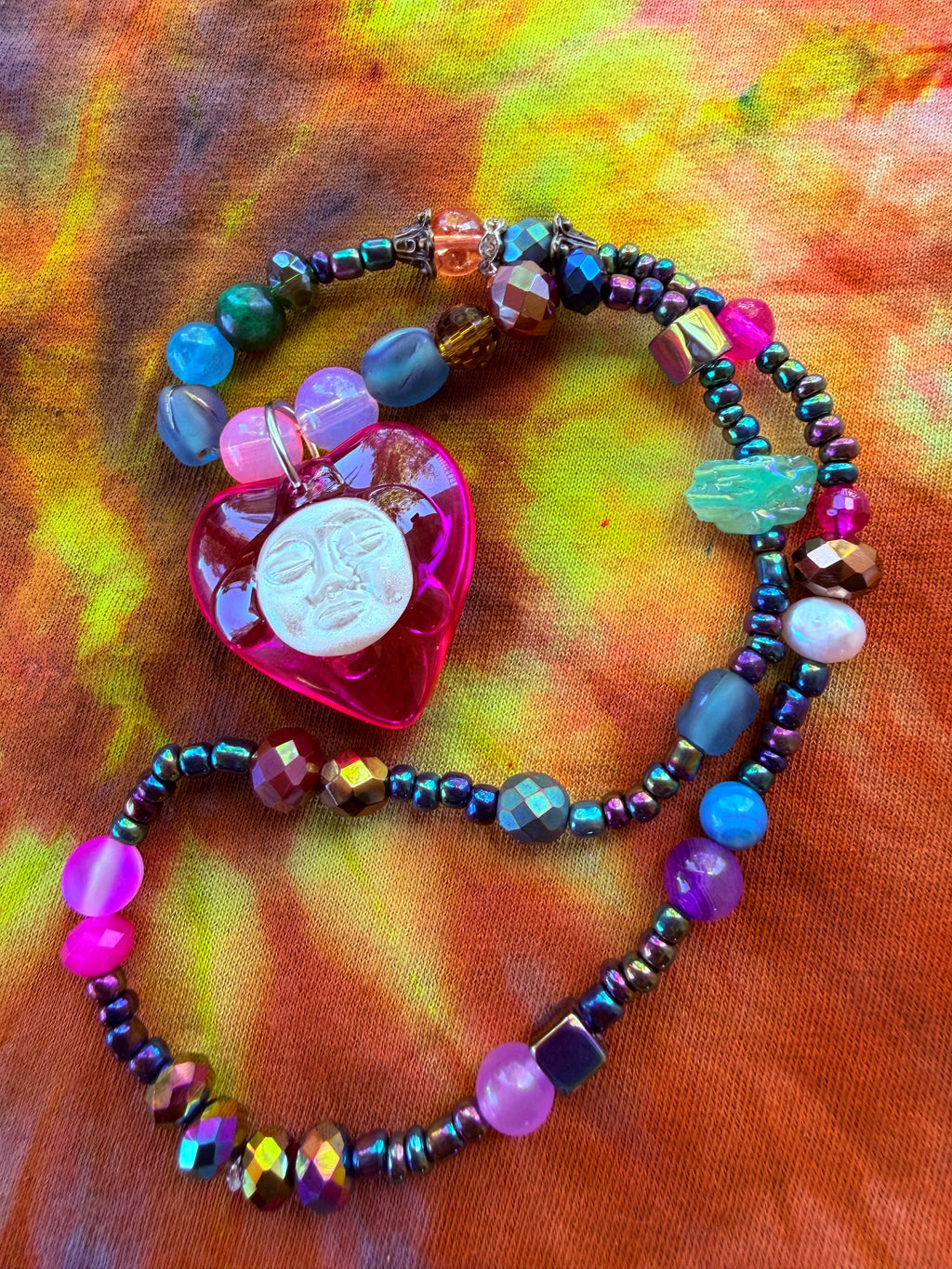 Cosmic Dancer - Moon Heart Stretch Necklace