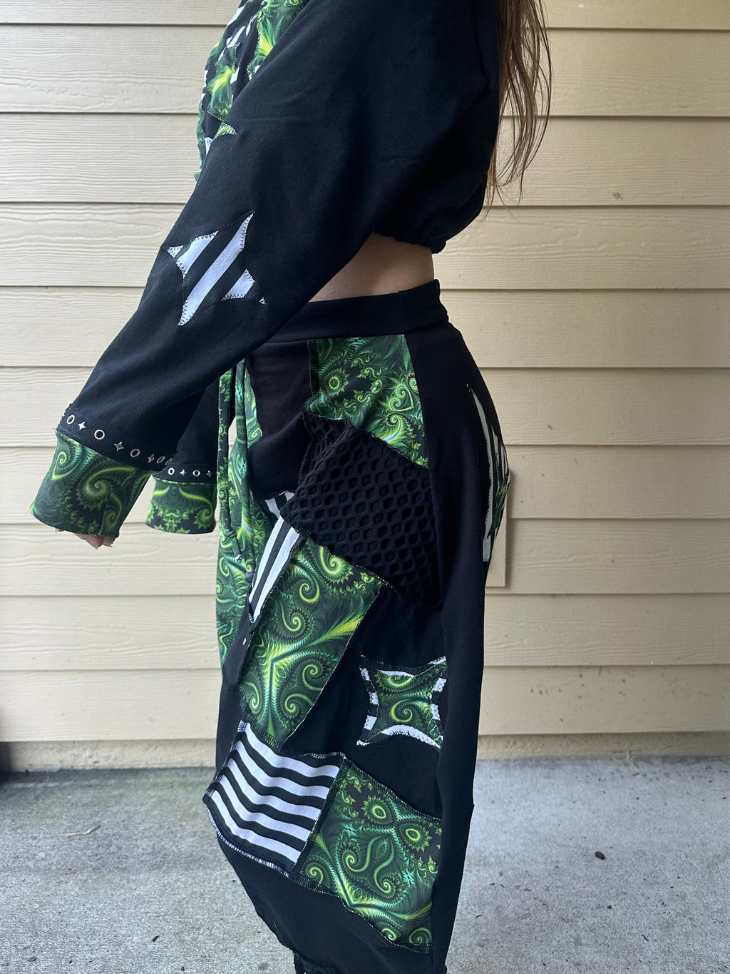 MTO Patchwork Harem Pants with B&W Stripes