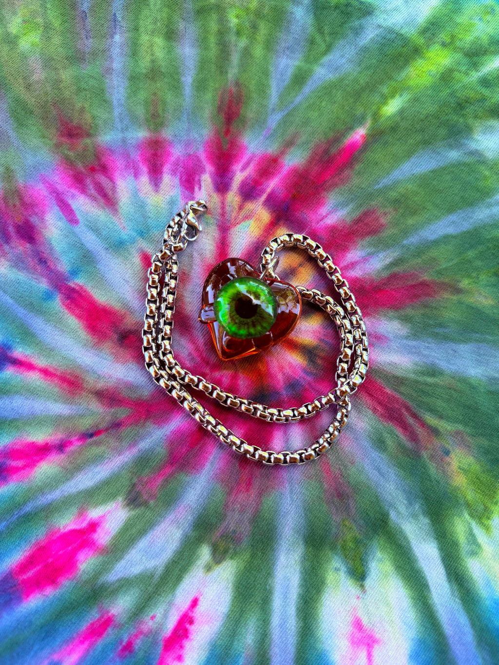Forest Fae - Fairy Eye Heart Pendant + 15 inch chain