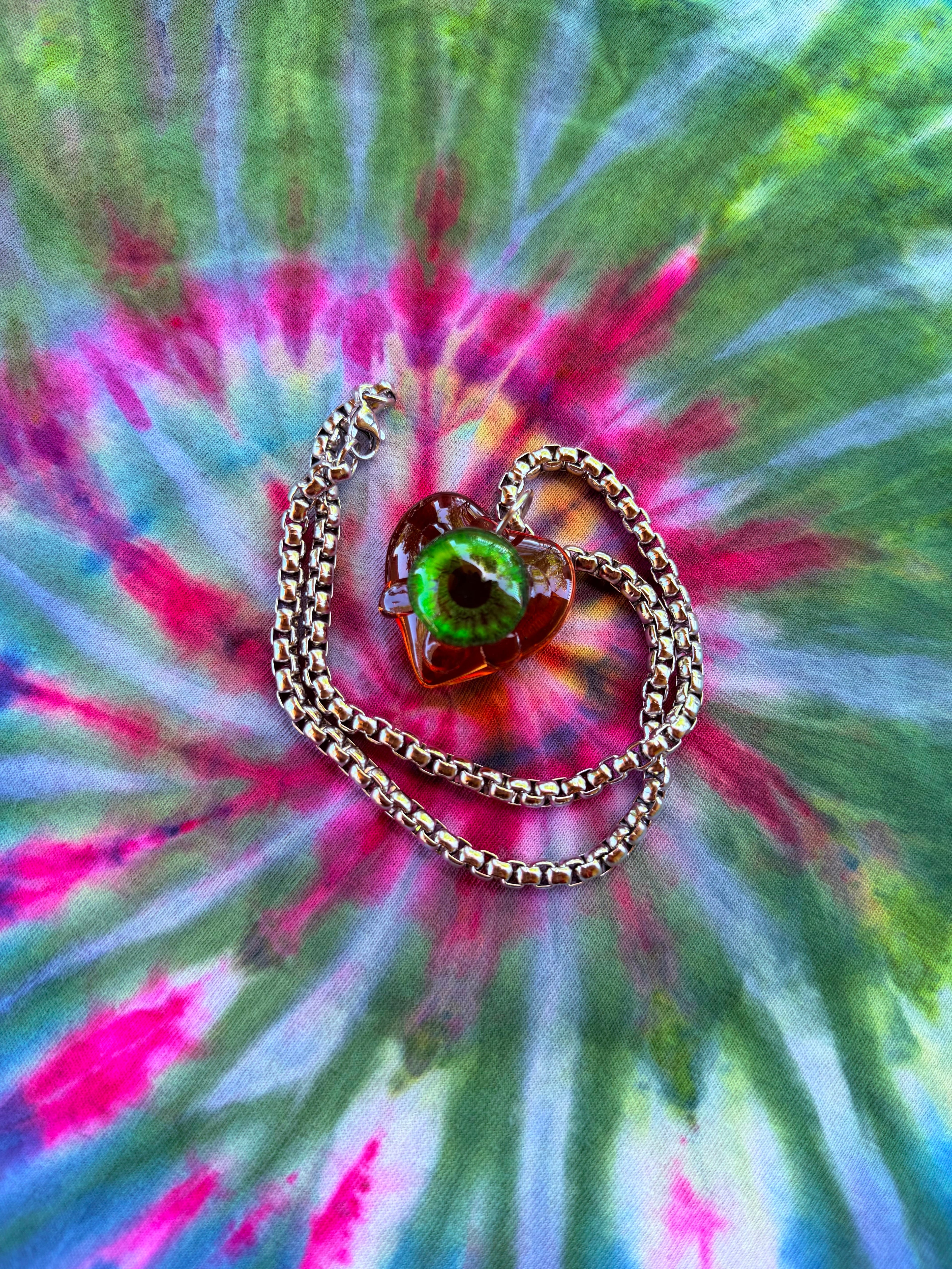 Forest Fae - Fairy Eye Heart Pendant + 15 inch chain