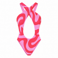 Cosmic Lady Flow Women's Hollowed-Out One-Piece Bodysuit Swimsuit with Gloves