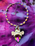 Creature of Chaos - Glass Crystal Choker w/ Fox Vertebrae