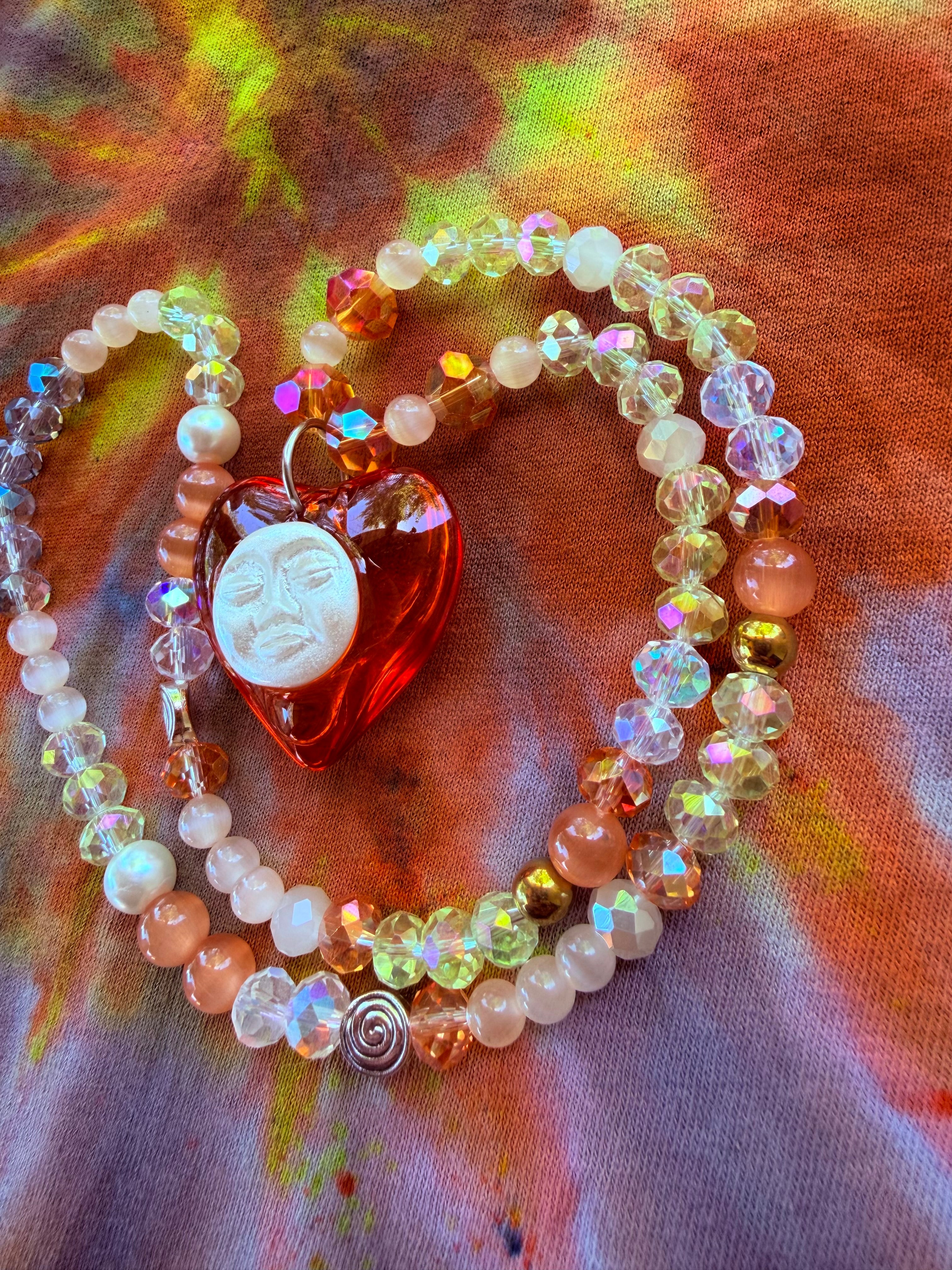 Desert Moonrise - Moon Heart Stretch Necklace
