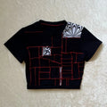Red Thread Patchwork Cropped Tee S/M