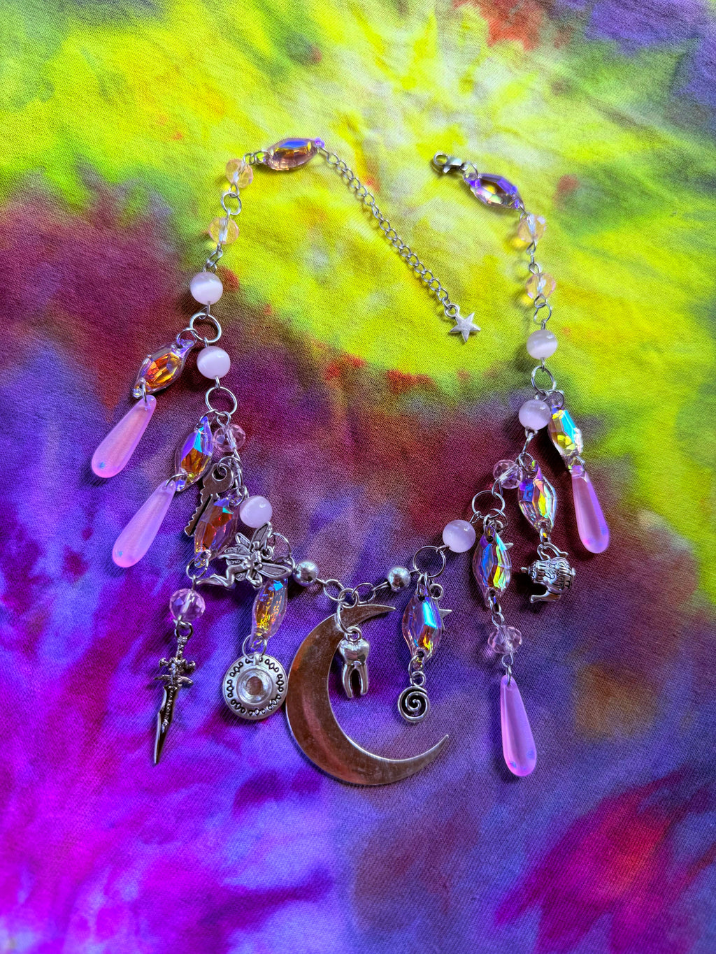Pink Moon - Resin Crystal Charm Choker