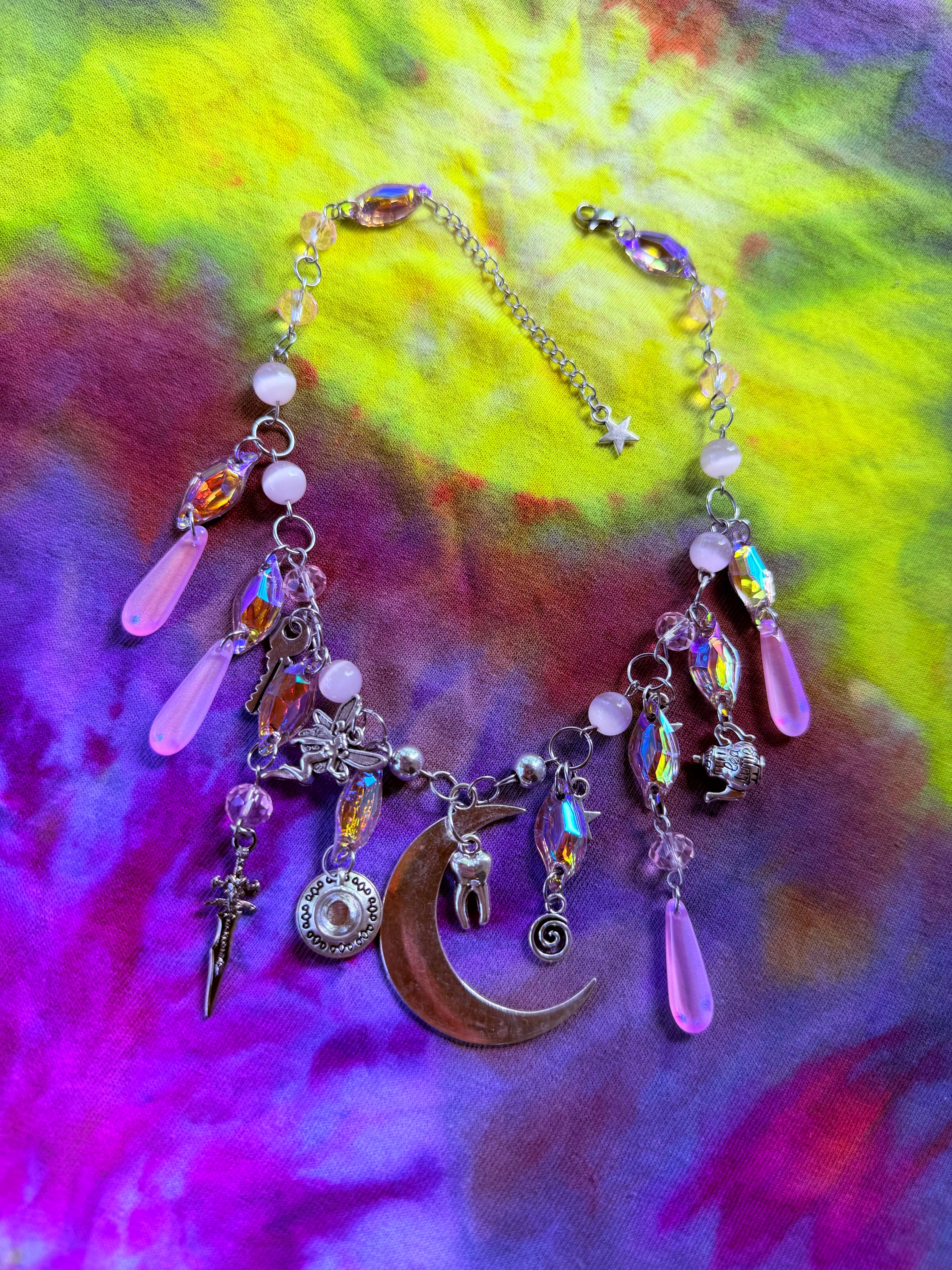Pink Moon - Resin Crystal Charm Choker