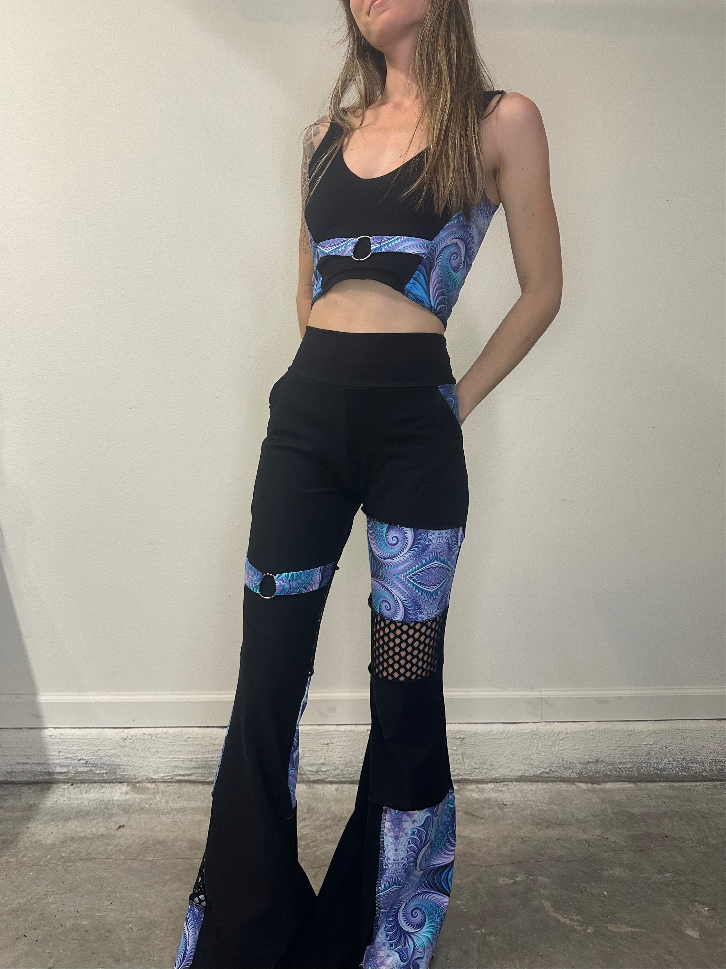 MTO Mesh Patchwork Flare Pants