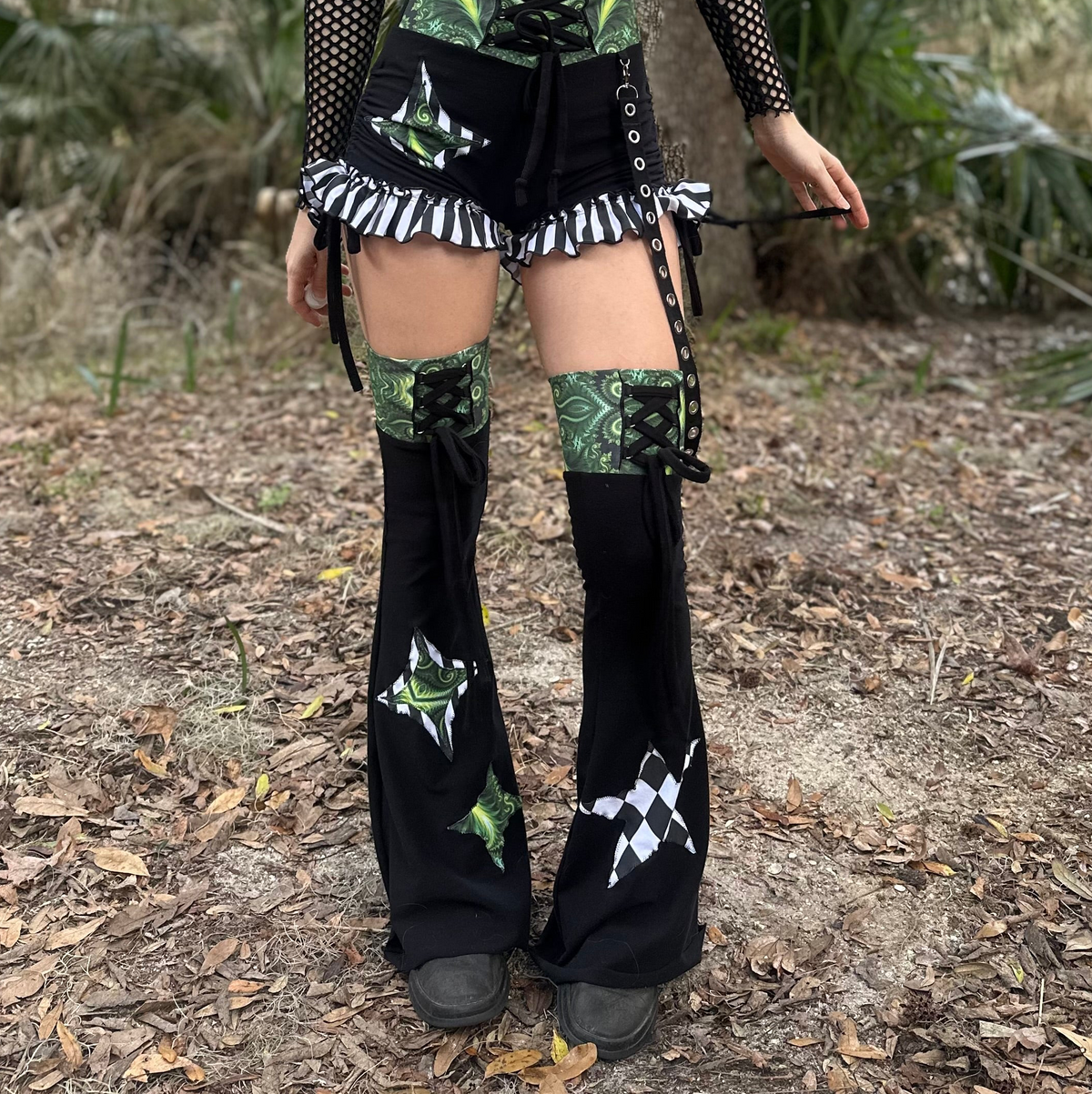 MTO Lace up Flare Leg Warmers ( With patches )
