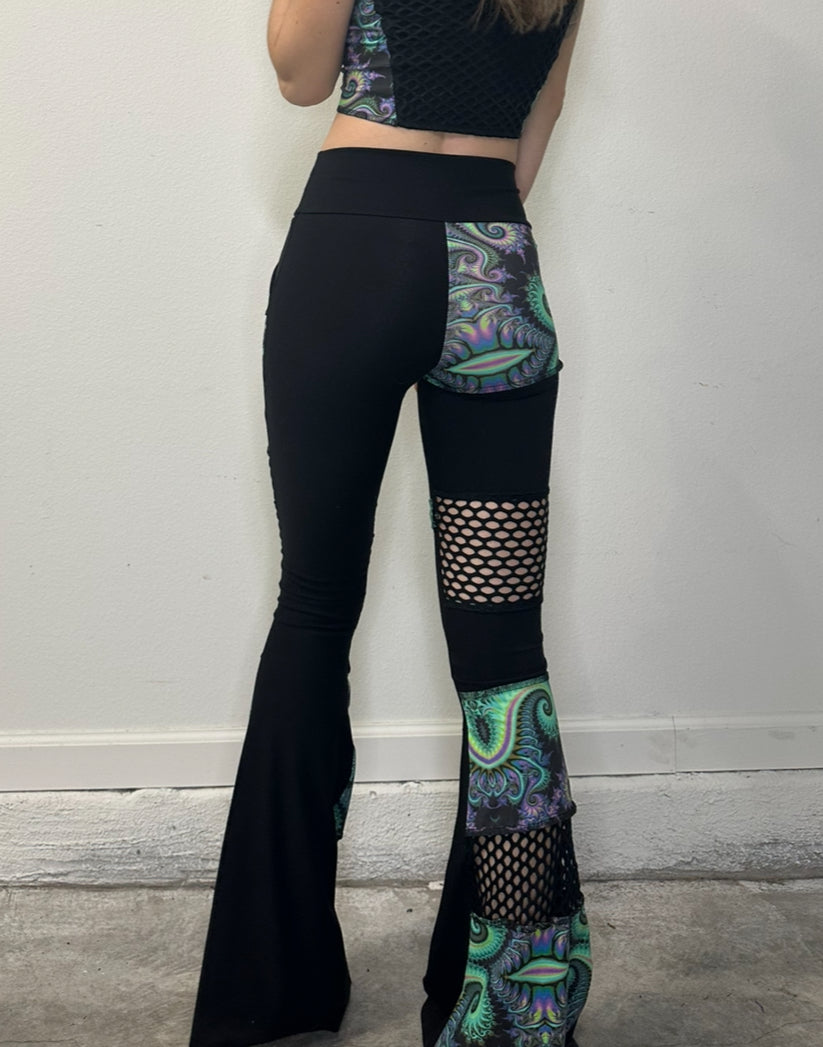 MTO Mesh Patchwork Flare Pants