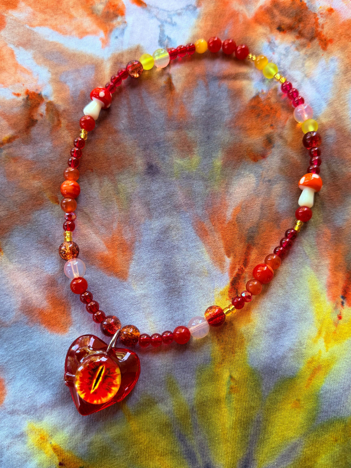 Fire Bender  - Dragon Eye Heart Stretch Necklace