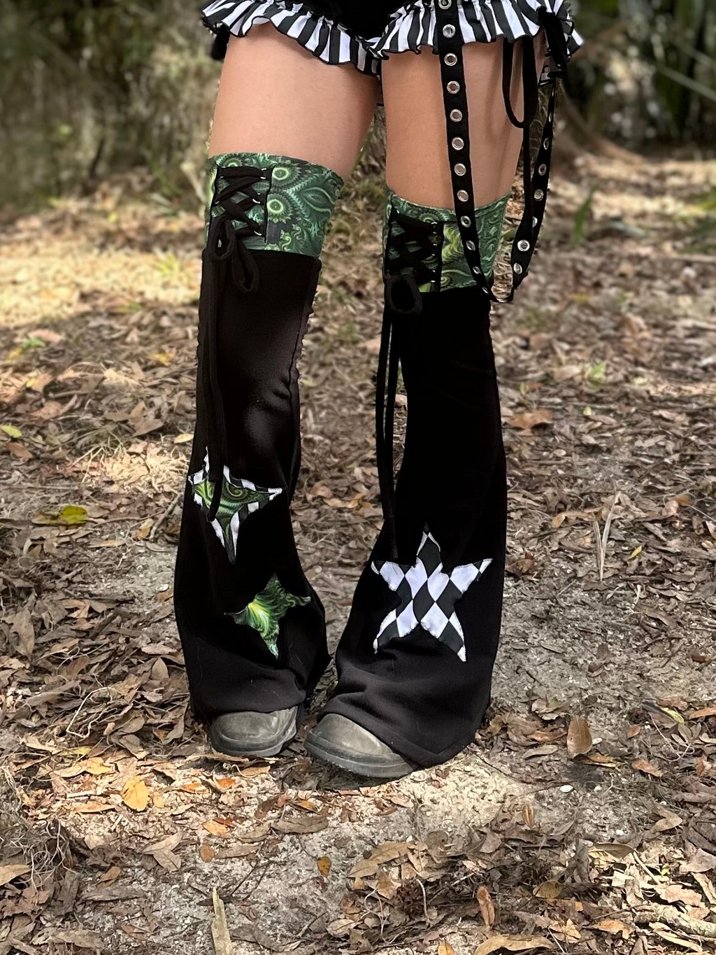 MTO Lace up Flare Leg Warmers ( With patches )